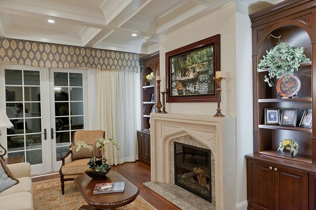 New construction with new fireplace in living room