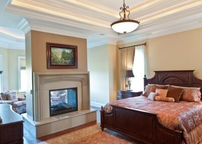 New construction with new fireplace in bed room