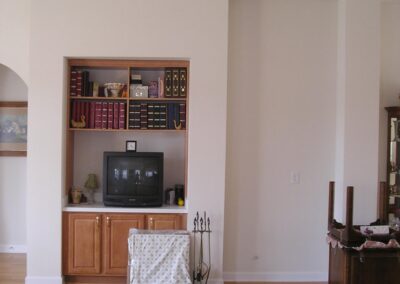 new fireplace construction with wall space carved out