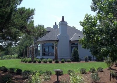 new fireplace construction outside with new chimney
