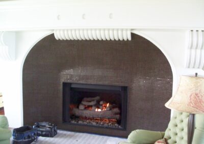 new gas fireplace in restaurant